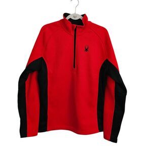 Spyder Sweater Mens Large Red Outbound 1/2 Half Zip Midweight Outdoor NWOT
